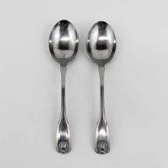2 Reed & Barton Rebacraft Stainless Colonial Shell II Serving Spoons Korea