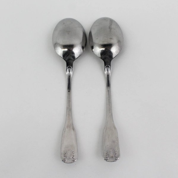 2 Reed & Barton Rebacraft Stainless Colonial Shell II Serving Spoons Korea
