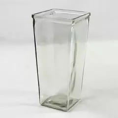 Tall Square Clear Glass Vase 9.25in Minimalist Modern