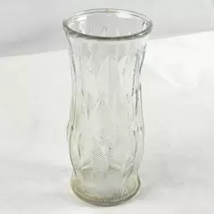 Vintage Brody Co Clear Etched Glass Vase Feather/Wheat Stalk 9 in