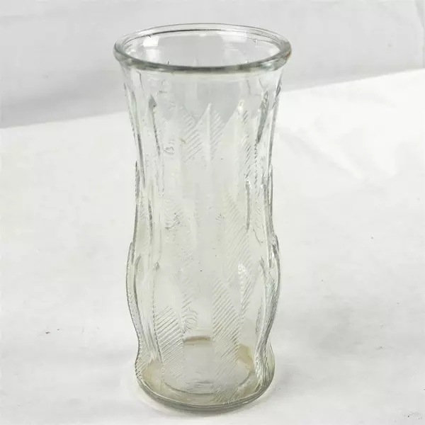 Vintage Brody Co Clear Etched Glass Vase Feather/Wheat Stalk 9 in