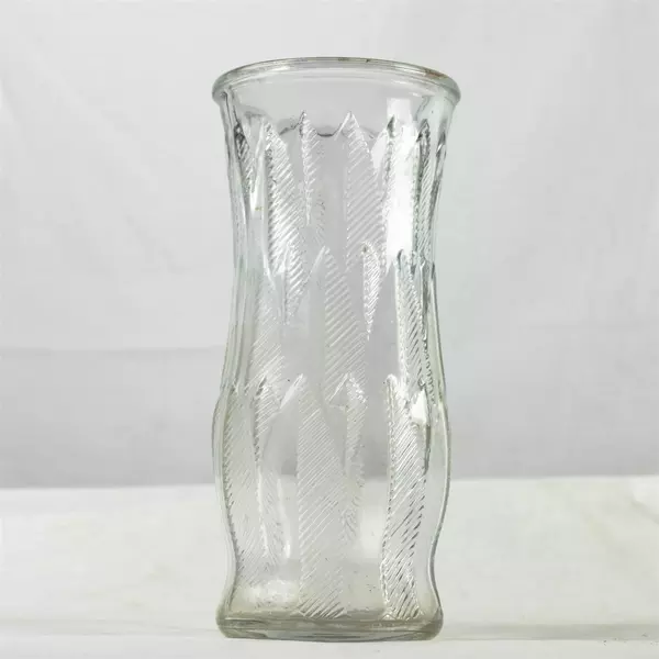Vintage Brody Co Clear Etched Glass Vase Feather/Wheat Stalk 9 in