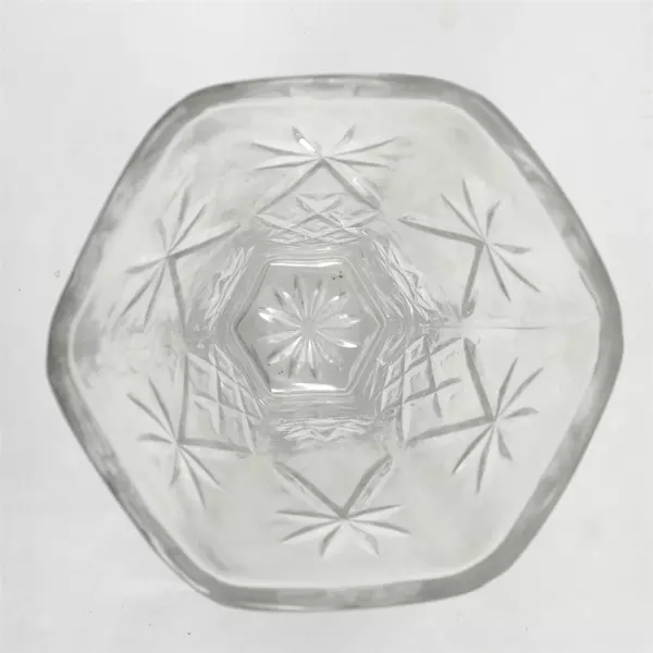 Vintage Anchor Hocking Star of David Prescut Clear Glass Vase 8.5"