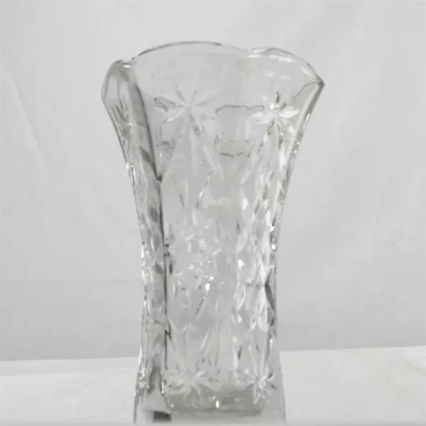 Vintage Anchor Hocking Star of David Prescut Clear Glass Vase 8.5"