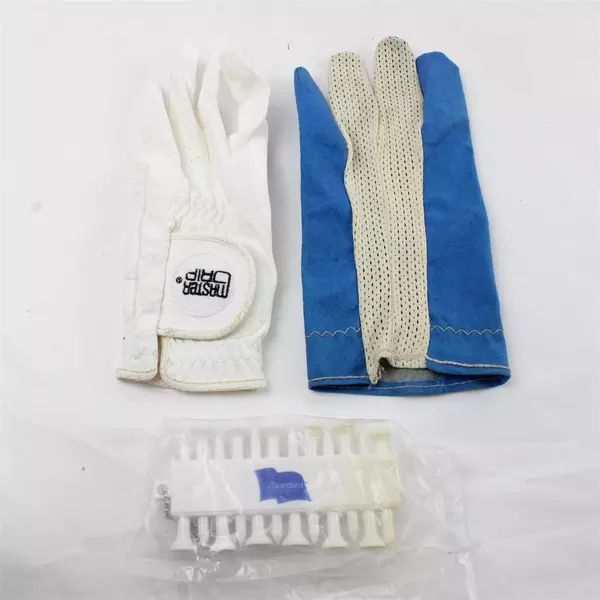 Lot of 3 Golf Accessories Key Ring Tees & 2 Left Handed Gloves M