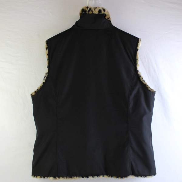 Vintage Kristen Blake Women's XL Reversible Black and Animal Print Faux Fur Vest