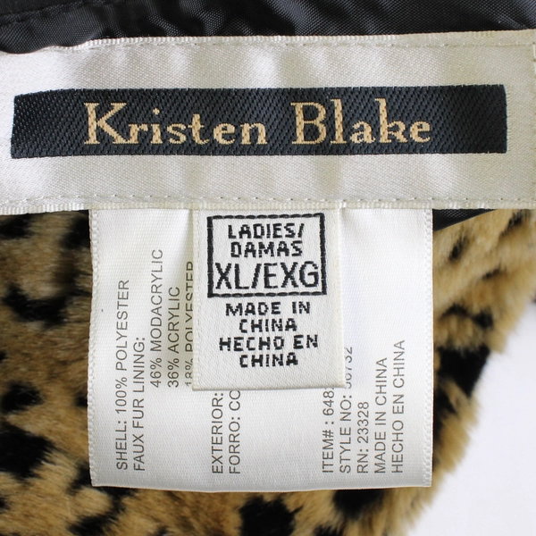 Vintage Kristen Blake Women's XL Reversible Black and Animal Print Faux Fur Vest