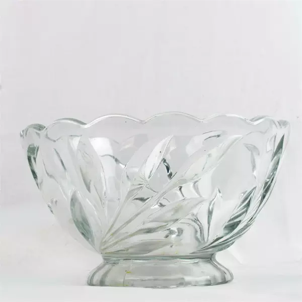 Vintage Indiana Glass Co. Clear Glass Bowl Oleander/Magnolia Pattern 9.5"
