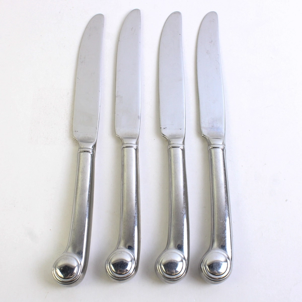 Lot of 4 Wallace Silver Optic Pattern 18/10 SS Dinner Knives 9.25" Very Rare HTF