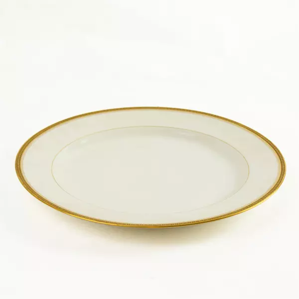 Haviland & Co Pour TM James & Sons White Porcelain Plate Gold Trim 9.5"