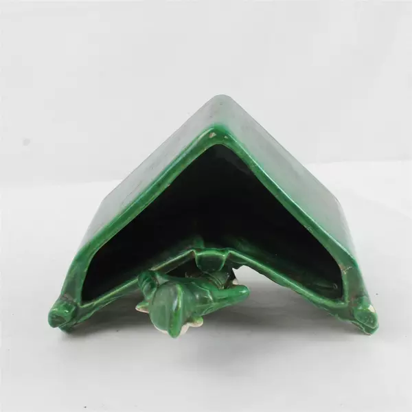 Darling Treasure Craft Vintage Green Pixie Elf Planter Figurine Leaning Fence