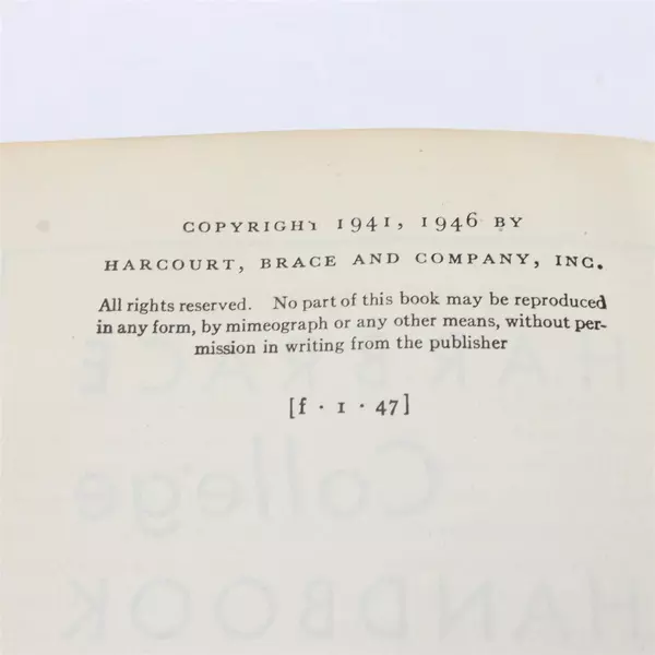 Harbrace College 1940s Hardcover Textbook Vintage Acceptable Condition