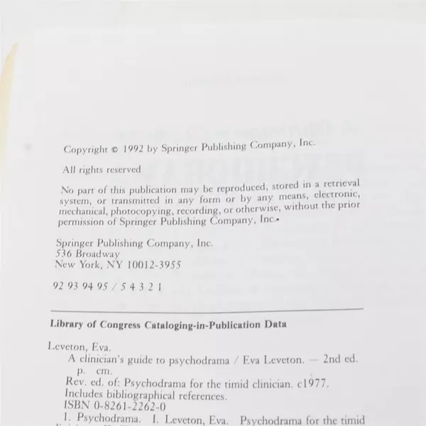 A Clinician's Guide to Psychodrama by Eva Leveton Paperback Good