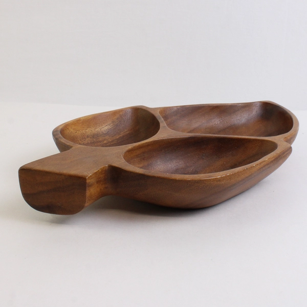 Large Wooden Divided Serving Dish Hanalei Trends 14"x8" Monkeypod Wood
