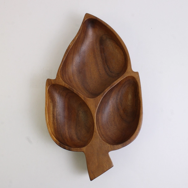 Large Wooden Divided Serving Dish Hanalei Trends 14"x8" Monkeypod Wood