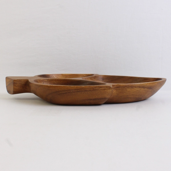 Large Wooden Divided Serving Dish Hanalei Trends 14"x8" Monkeypod Wood