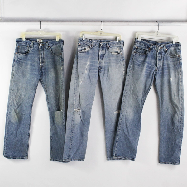 Lot of 3 Levi's 501 32x32 Denim Jeans Damaged/Ripped/Stained Cowboy Worn