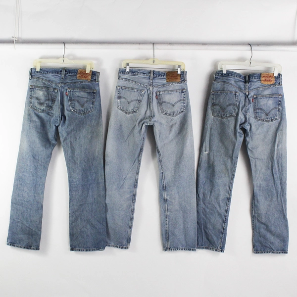 Lot of 3 Levi's 501 32x32 Denim Jeans Damaged/Ripped/Stained Cowboy Worn
