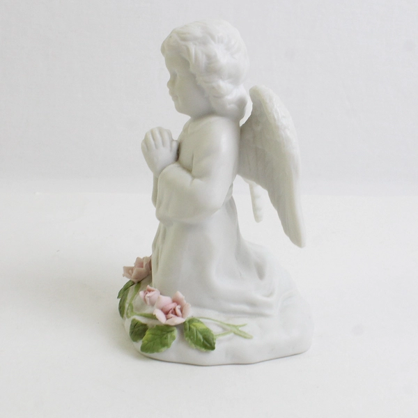 Enesco Porcelain Angel Figurine Praying On Its Knees Made In Mexico 4.25" Tall