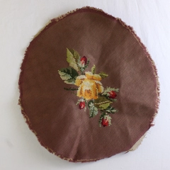 Circular Tapestry Piece Floral Design 17"