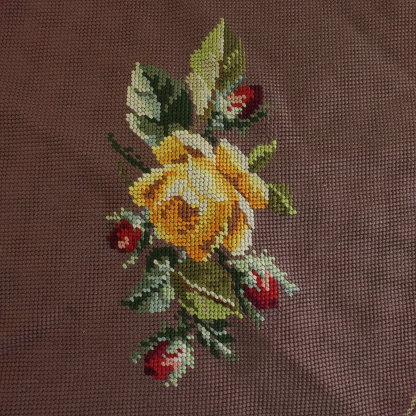 Circular Tapestry Piece Floral Design 17"