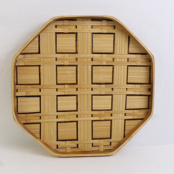 Unbranded Woven Bamboo/Rattan Octagon Serving Tray 12" Diameter