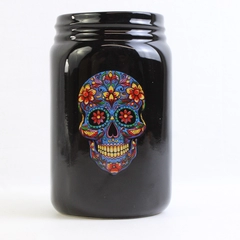 Overjoyed Boutique Floral Sugar Skull Dia De Los Muertos Small Mason Jar Decor