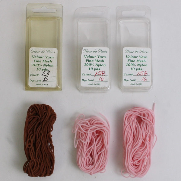 Lot of 5 Fleur de Paris Velour Yarn 10 yds. 100% Nylon, Multi Colors New 