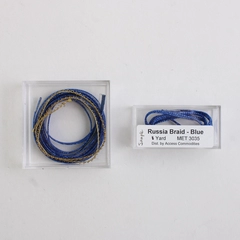 Lot of 2 Samples of Blue and Gold Russia Braid Sewing Trim, New 