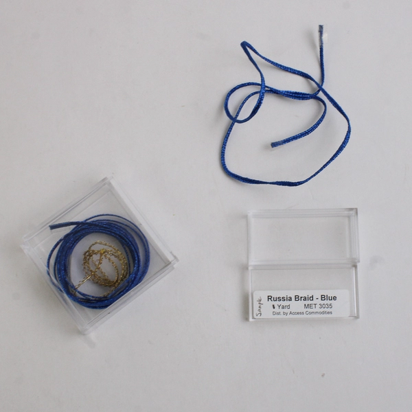 Lot of 2 Samples of Blue and Gold Russia Braid Sewing Trim, New 