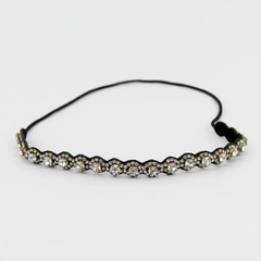 Black Elastic Rhinestone Beaded Headband