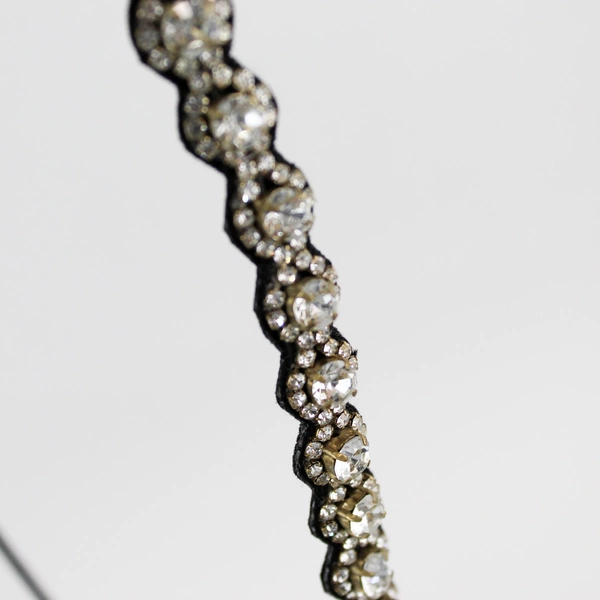 Black Elastic Rhinestone Beaded Headband