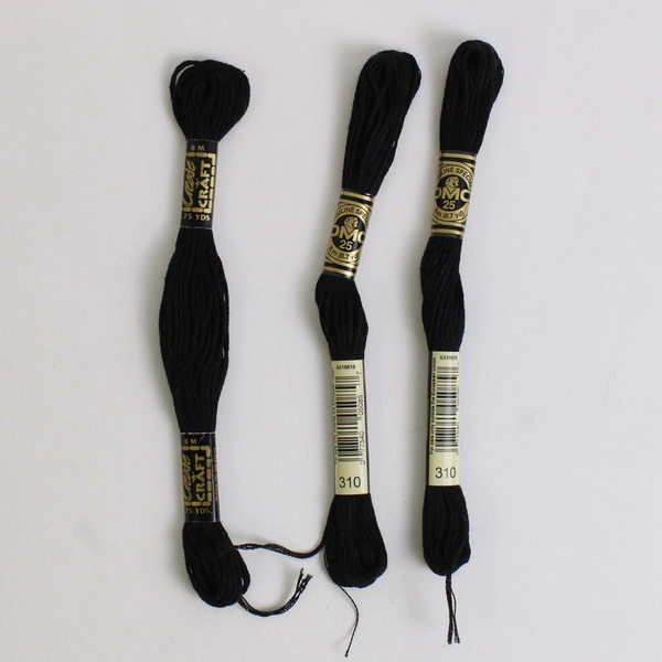 Lot of 6 Cotton Thread Pull Skein Black and White New