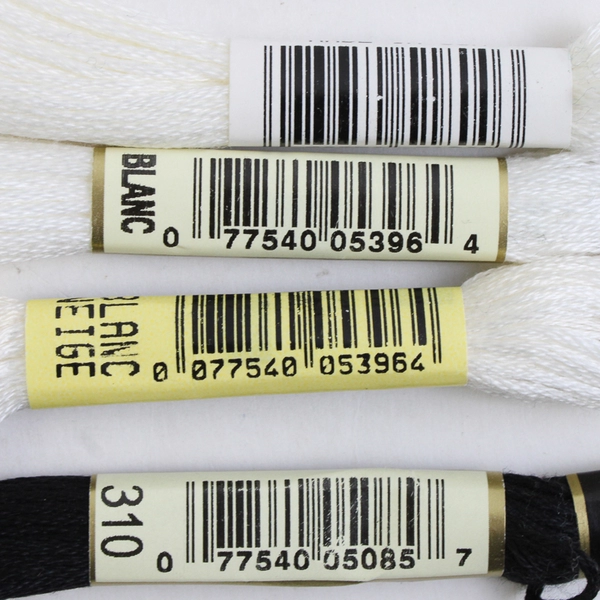 Lot of 6 Pull Skeins of Thread, Black and White, DMC J&P Coats New