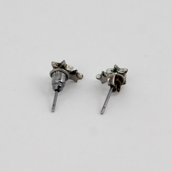 Vintage Silver Tone 3 Star Stud Earrings