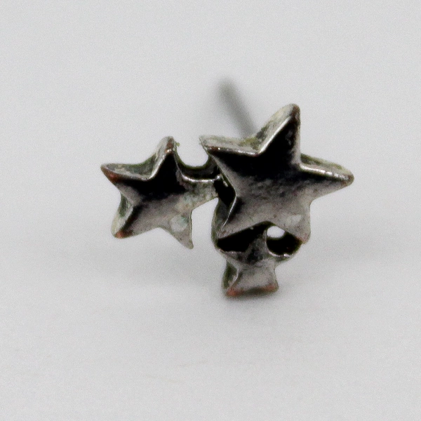 Vintage Silver Tone 3 Star Stud Earrings