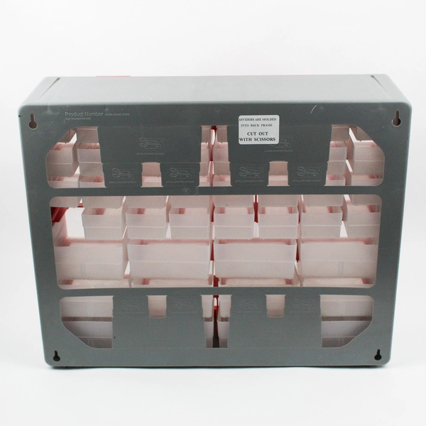 Akro-Mils Red/Gray 44-Drawer Plastic Storage Cabinet (1 Missing Drawer) 16"