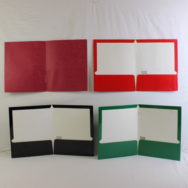 Lot of 4 Multicolored Folders With Inside Pockets College Theme