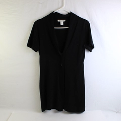 White House Black Market Black Cardigan Short Sleeve Open Front Women's Size S