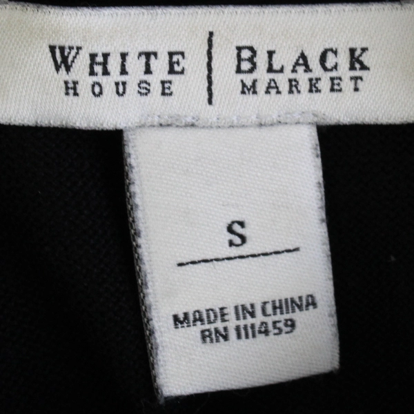 White House Black Market Black Cardigan Short Sleeve Open Front Women's Size S