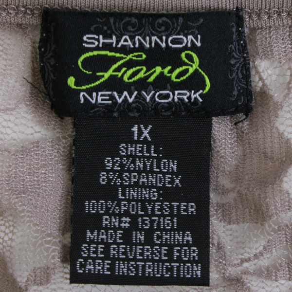 Shannon Ford Sheer Rose Taupe Lace Tunic Top Flutter Sleeves Women's Size 1X