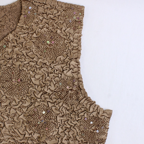 Vintage Carole Little Gold Sequin Tank Top Swirls Women's Size 2X