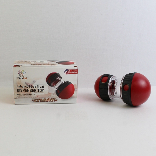 TreckPet Enhanced Dog Treat Dispenser Toy Red/Black Roll Fill Play Dog Puzzle