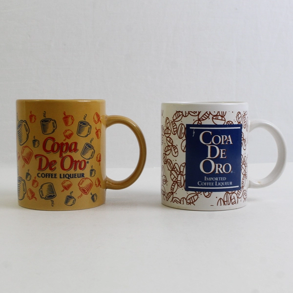 Lot Of 2 Copa De Oro Imported Coffee Liqueur Orange/White Ceramic Mug