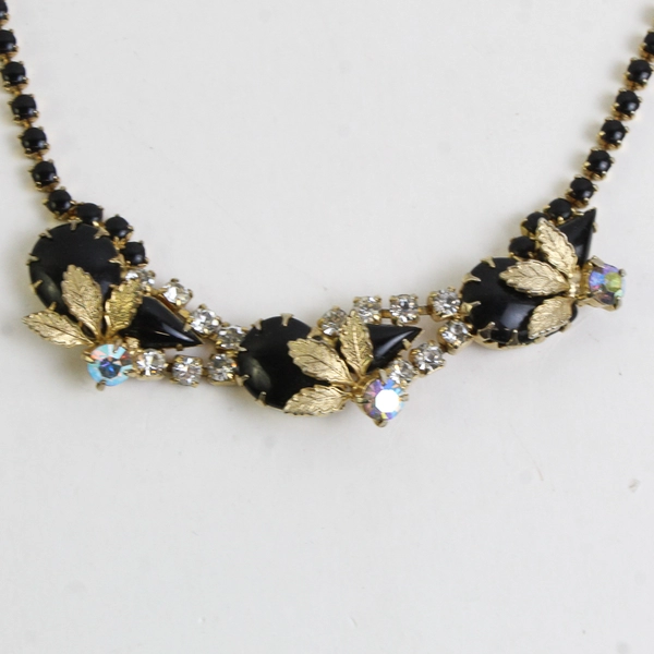 VTG Juliana Rhinestone Cabochon Statement Choker Necklace 14.5"