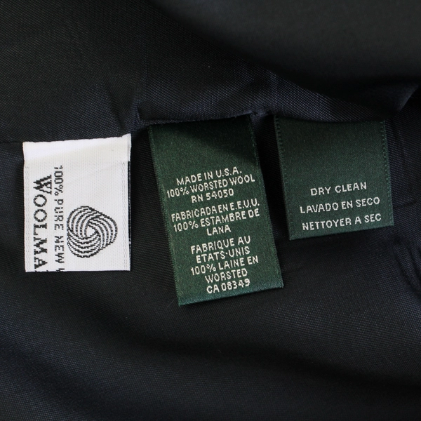 1990's Ralph Lauren Women’s 16 Navy Blue 3D Crest 100% Wool Blazer Jacket