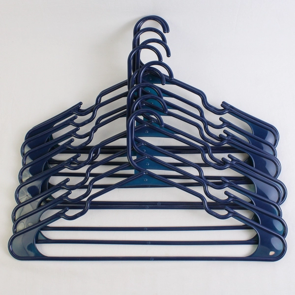 Lot of 10 Dark Blue Plastic Clothes Hangers Home Organization