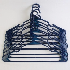 Lot of 10 Dark Blue Plastic Clothes Hangers Home Organization
