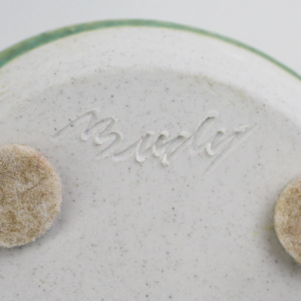 Tall Handmade Studio Art Pottery Green Flower Vase 12.5" Signed