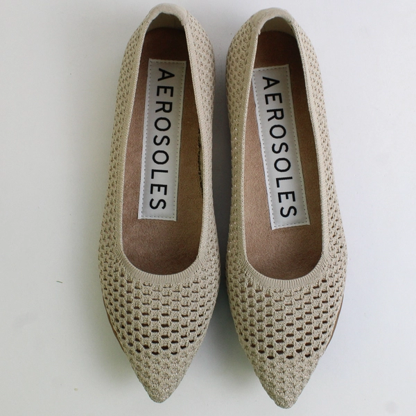 Aerosoles Beige Danielle Knit Ballet Flats Slip On Shoes Women's Size 8M